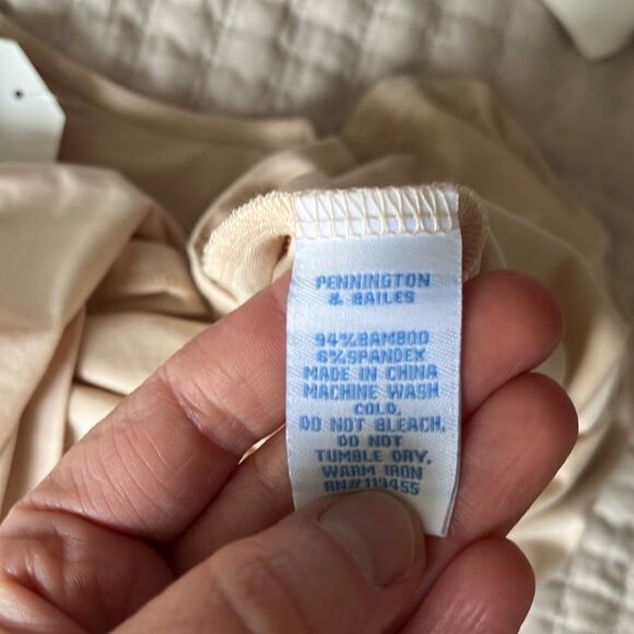 Pennington and Bailes Dress Womens Tan Cream Medium Open Long Sleeve - Picture 7 of 7